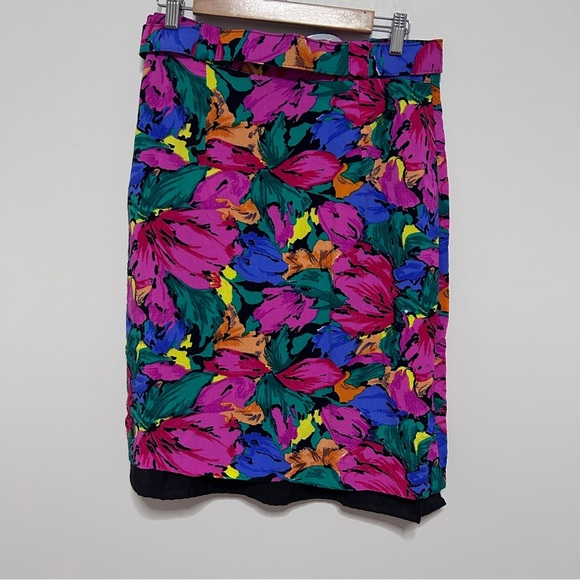 Vintage Floral Print Faux Wrap Pencil Skirt Women’s size 14 Colourful Artsy - Picture 5 of 11